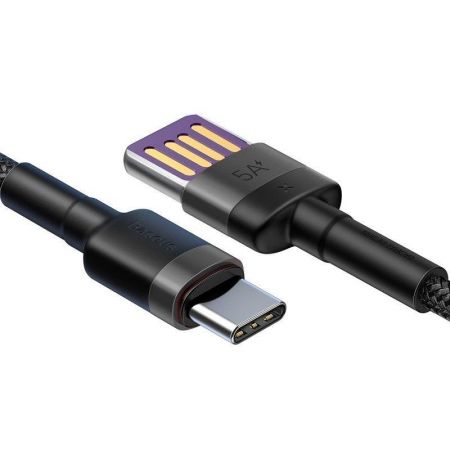 Kabel USB-C Baseus Cafule Huawei SuperCharge, QC 3.0, 5A 1m (czarno-szary) zdjęcie 4