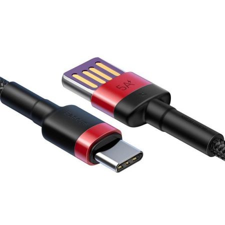 Kabel USB-C Baseus Cafule Huawei SuperCharge, QC 3.0, 5A 1m (czarno-czerwony) zdjęcie 4