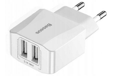 Mini ładowarka sieciowa Baseus 2x USB - biała zdjęcie 4