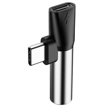 Adapter Audio Baseus L41 USB-C to Mini Jack 3.5mm + USB-C (silver) zdjęcie 3
