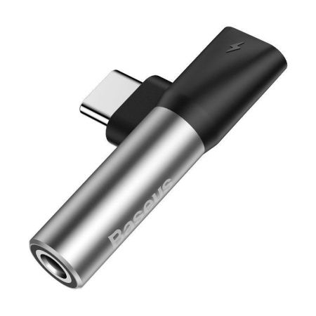 Adapter Audio Baseus L41 USB-C to Mini Jack 3.5mm + USB-C (silver) zdjęcie 4