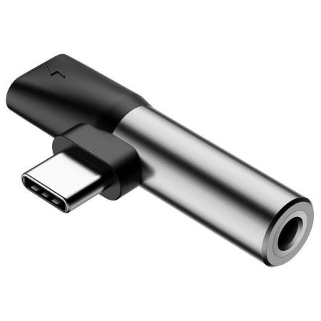 Adapter Audio Baseus L41 USB-C to Mini Jack 3.5mm + USB-C (silver)