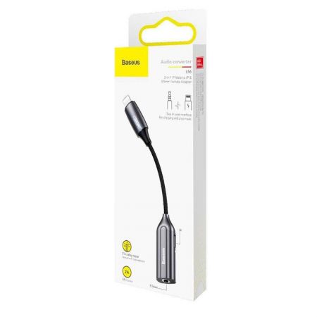 Adapter Audio Baseus L56 Lightning do Jack 3.5mm i Lightning (srebrny) zdjęcie 4