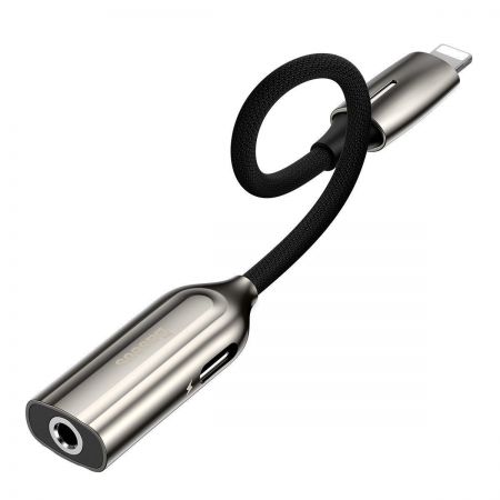 Adapter Audio Baseus L56 Lightning do Jack 3.5mm i Lightning (srebrny)