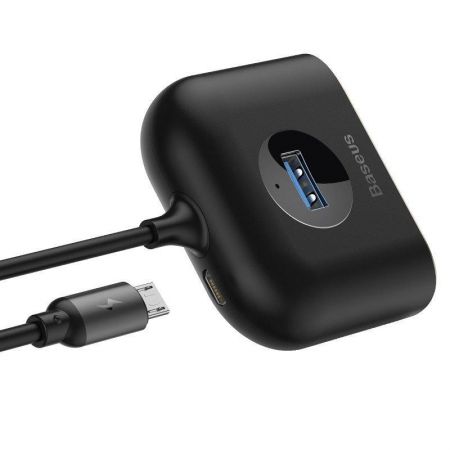 Adapter USB 4w1 Baseus Square Round, HUB USB 3.0 do 1x USB 3.0 + 3x USB 2.0, 1m (czarny) zdjęcie 3