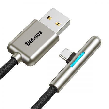Kabel kątowy płaski USB-C Baseus Iridescent, Huawei SuperCharge, 40W, 2m (czarny) zdjęcie 4