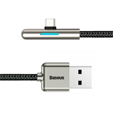 Kabel kątowy płaski USB-C Baseus Iridescent, Huawei SuperCharge, 40W, 1m (czarny) zdjęcie 4