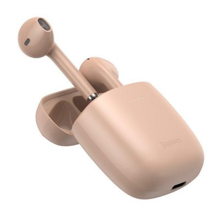 Bezprzewodowe słuchawki TWS Baseus Encok W04 Pro, ładowanie indukcyjne, Bluetooth 5.0 (różowe) zdjęcie 3