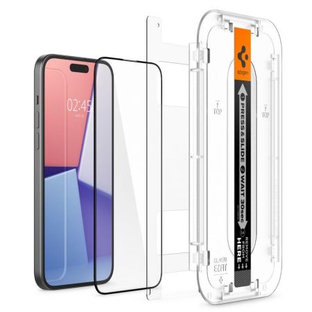 Szkło hartowane Spigen Glas.tr ez Fit  Iphone 15 Black zdjęcie 2