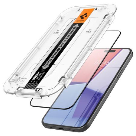 Szkło hartowane Spigen Glas.tr ez Fit  Iphone 15 Black zdjęcie 4