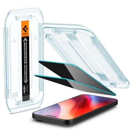 Szkło prywatyzujące Spigen Glas.tr ez Fit 2-pack Iphone 16 Pro Privacy zdjęcie 2
