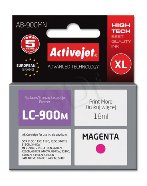 Tusz Activejet AB-900MN (Brother LC900M) supreme 18ml magenta