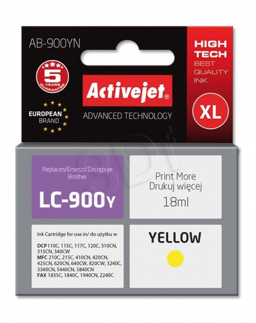 Tusz Activejet AB-900YN (Brother LC900Y) supreme 18ml yellow