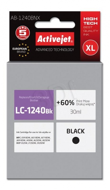 Tusz Activejet AB-1240BNX (Brother LC1240BK/1220BK) supreme 30ml czarny