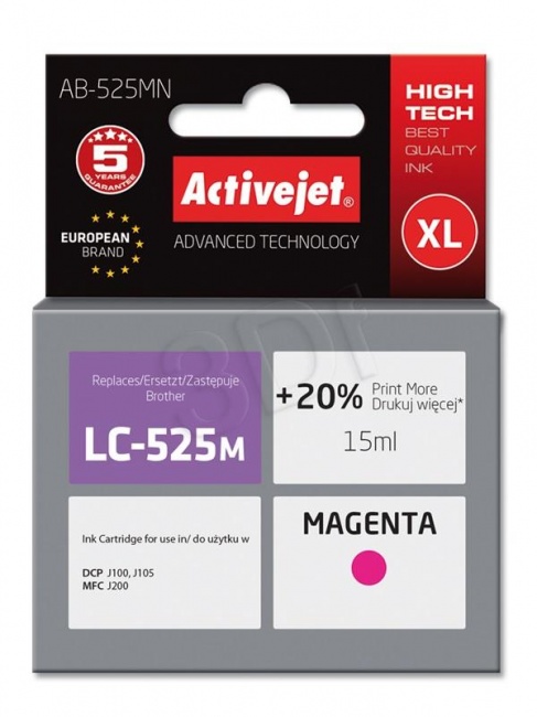 Tusz Activejet AB-525MN (Brother LC525M) supreme 15ml magenta