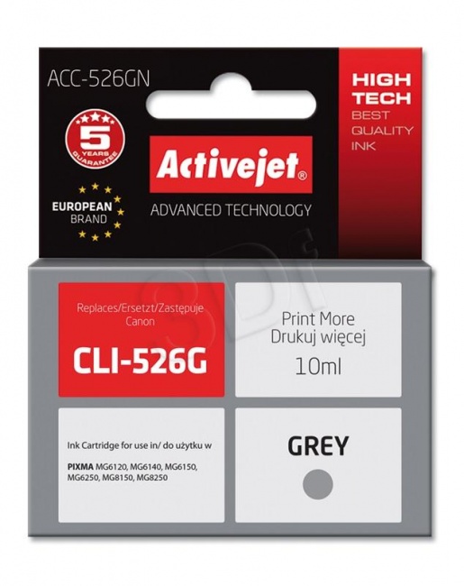 Tusz Activejet ACC-526GN (Canon CLI-526G) supreme 10ml grey Chip