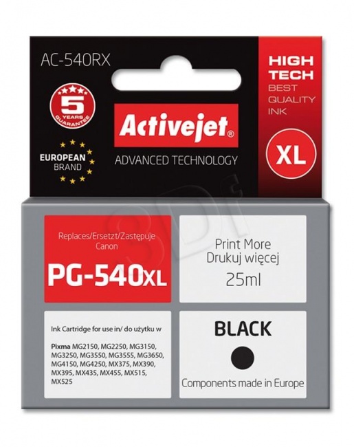 Tusz Activejet AC-540RX (Canon PG-540XL) premium 25ml czarny