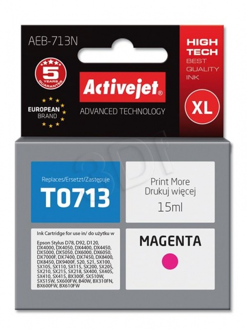 Tusz Activejet AEB-713N (Epson T0713 T0893 T1003) supreme 15ml magenta