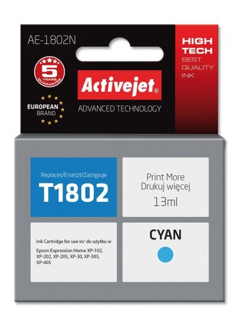 Tusz Activejet AE-1802N (Epson T1802) supreme 13ml cyan