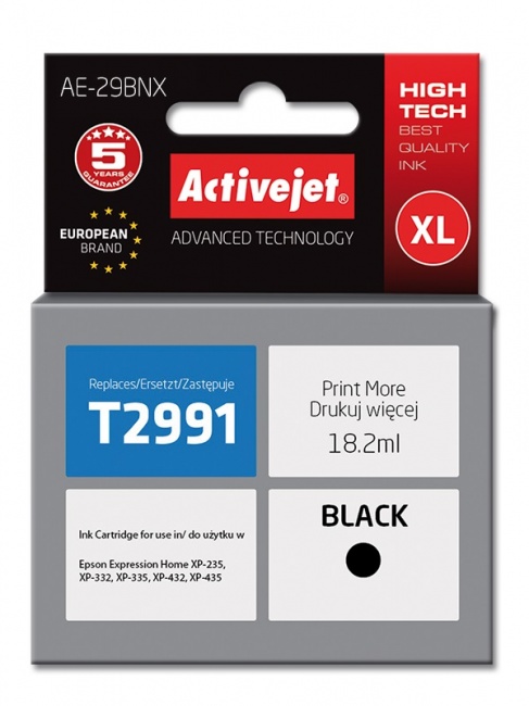 Tusz Activejet AE-29BNX (Epson 29XL T2991) supreme 18 2ml czarny Chip
