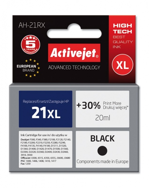 Tusz Activejet AH-21RX (Hewlett Packard HP 21XL C9351A) premium 20ml czarny