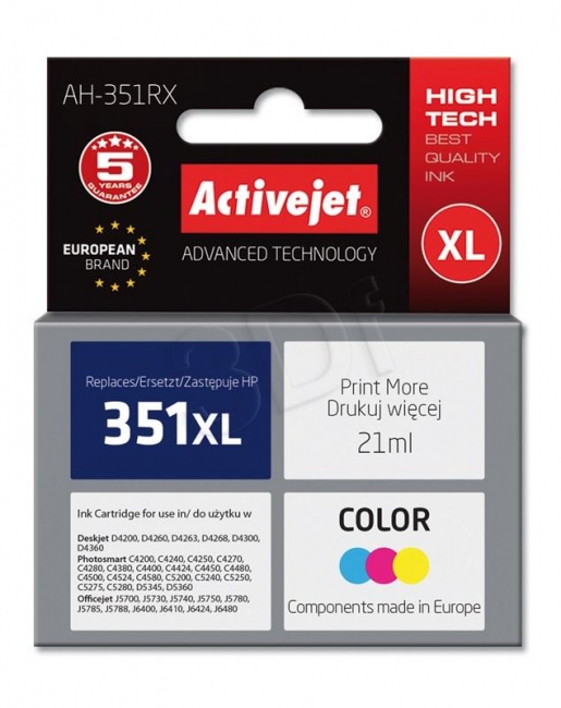 Tusz Activejet AH-351RX (Hewlett Packard HP 351XL CB338EE) premium 21ml tr