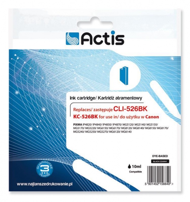 Tusz Actis KC-526BK (Canon  CLI-526BK) standard 10ml czarny Chip