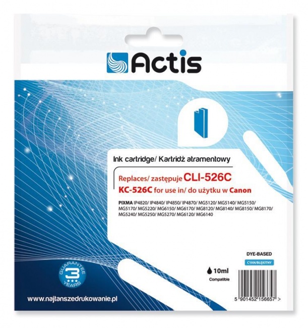 Tusz Actis KC-526C (Canon  CLI-526C) standard 10ml cyan Chip