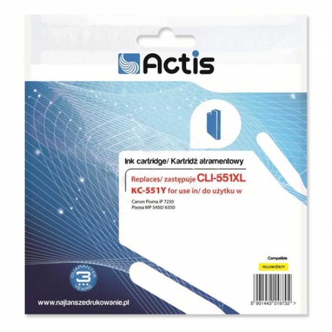 Tusz Actis KC-551Y (Canon  CLI-551Y) standard 12ml yellow Chip