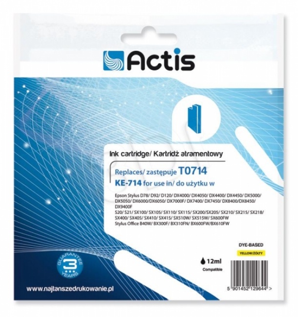 Tusz Actis KE-714 (Epson  T0714 C13T071440) standard 13 5ml yellow